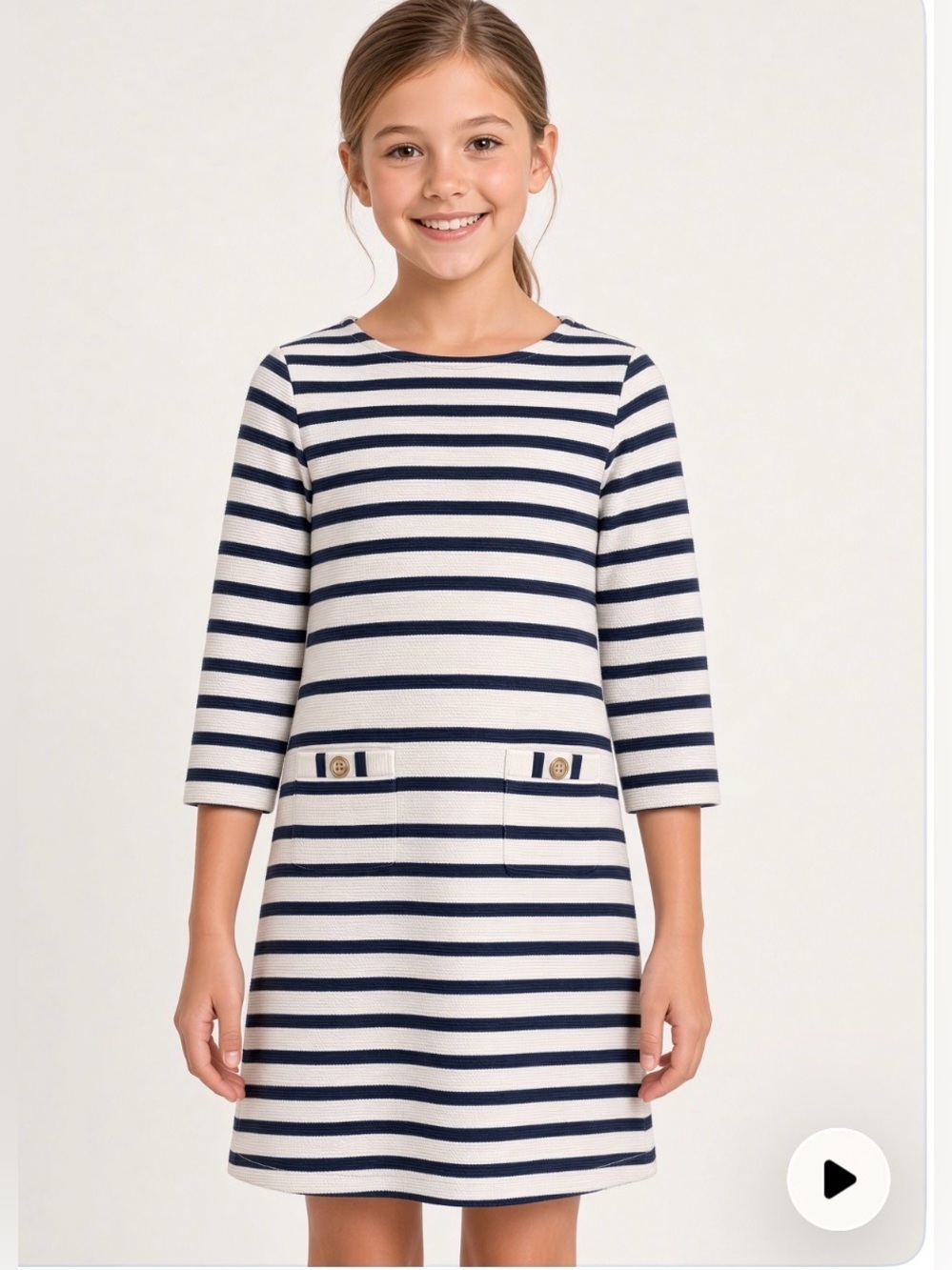 LILLY PULITZER GIRL'S NAVY AND WHITE STRIPED DRESS  SIZE L 8-10